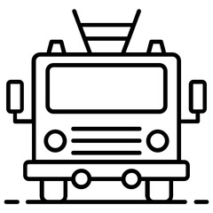 
Fire truck icon in flat editable design, a ladder truck
