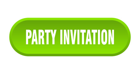 party invitation button. rounded sign on white background