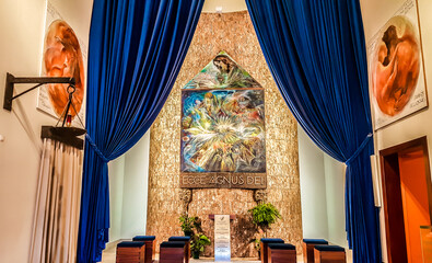 Interior of the Chapel of Our Lady of Peace. The Sanctuary of Christ the King (Santuario de Cristo Rei), Lisbon, Portugal