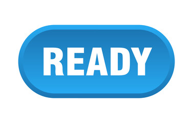 ready button. rounded sign on white background