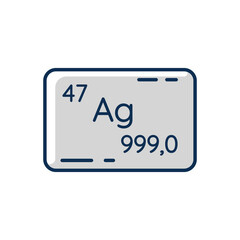 Silver RGB color icon. Precious metal. Bullion for deposit. Heavy industrial production. Treasure value. Commodity to invest money. Atomic number of element. Isolated vector illustration
