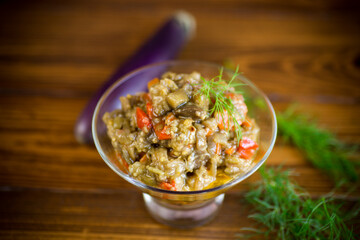 cooked eggplant summer caviar with vegetables in a bowl