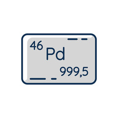 Palladium RGB color icon. Precious metal. Bullion for deposit. Investment asset. Commodity value. Atomic number of element. Profit from treasure. Savings for wealth. Isolated vector illustration