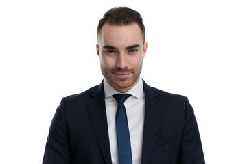 Confident businessman looking forward and being cool