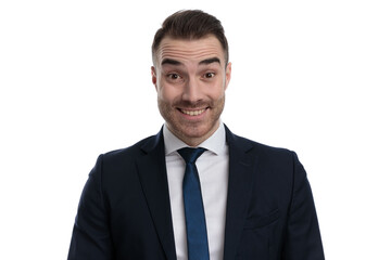 Cheerful businessman laughing while standing