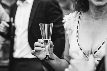 Group of friends guys with glasses of whiskey