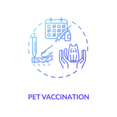 Pet vaccination concept icon. Pet services. Animal health care clinic. Little friend helping center. Veterinary idea thin line illustration. Vector isolated outline RGB color drawing