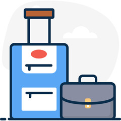 
Trolley bag with briefcase denoting business travel icon
