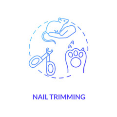 Nail trimming concept icon. Grooming services types. Animal health care ideas for better life. Veterenary center services idea thin line illustration. Vector isolated outline RGB color drawing