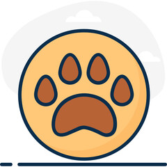 
Animal footprint, dog paw icon in flat design 
