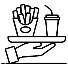 
Fries with drink in a plate, concept of food service icon
