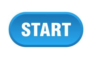 start button. rounded sign on white background
