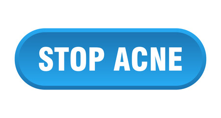 stop acne button. rounded sign on white background