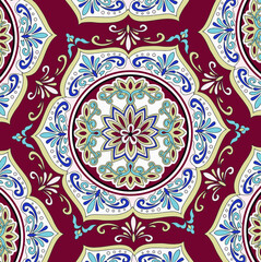 Medallion Vintage multi color pattern in Turkish,Indian style. Endless pattern can be used for ceramic tile, wallpaper, linoleum, textile, web page background. Vector