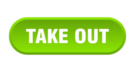 take out button. rounded sign on white background