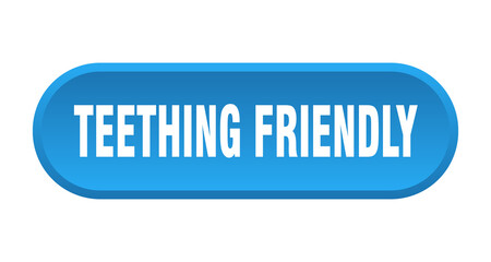teething friendly button. rounded sign on white background