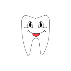 illustration of happy cute smiling dental tooth