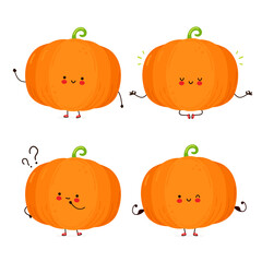 Cute happy funny pumpkin set collection