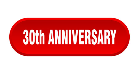 30th anniversary button. rounded sign on white background