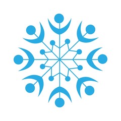 Modern blue snowflake isolated on white background. Winter decor elements for postcards, wrapping paper, banner, magazine and more. Stock vector illustration for decoration and design