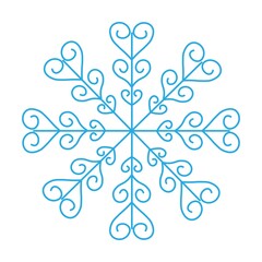 
Amorous blue snowflake isolated on white background. Winter decor elements for postcards, wrapping paper, banner, magazine and more. Stock vector illustration for decoration and design