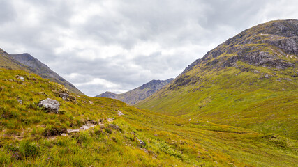 Beautiful Highlands in Glencoe Valley in Scotland