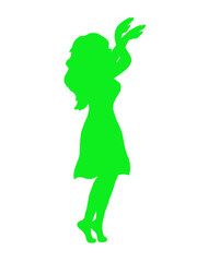 Outline of a dancing girl green