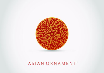 Ornament of curls and spirals on background. 3d ramadan islamic round pattern elements.  Abstract Asian elements of the national pattern of the ancient nomads of the Kazakhs, Tatars, Bashkirs. Vector.