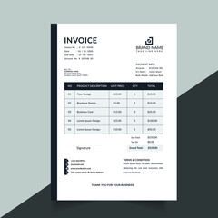 black and white clean and minimal business invoice template premium vector