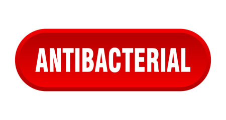 antibacterial button. rounded sign on white background