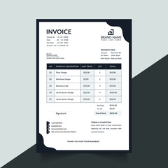 black and white clean and minimal business invoice template premium vector