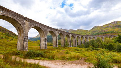Fototapeta na wymiar Glenfinnan Viaduct - The famous steam train railway in Scotland