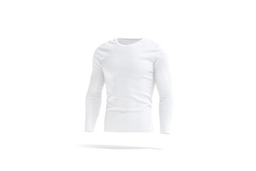 Blank white longsleeve t-shirt mockup, side view