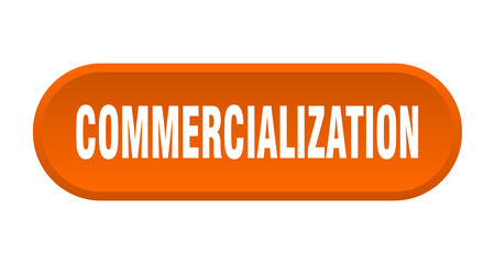 commercialization button. rounded sign on white background