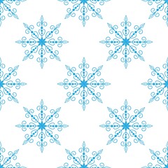 Naklejka na ściany i meble Fabulous seamless pattern from cute snowflakes on a white background. Winter elements in a flat style for cards, wrapping paper, fabric, wallpaper and more. Stock vector illustration for design