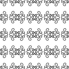 
Fabulous seamless pattern of geometric black calligraphic curls, ornaments on a white background. Vintage prints. Stock vector illustration for decor and design, wallpaper, wrapping paper, fabric.