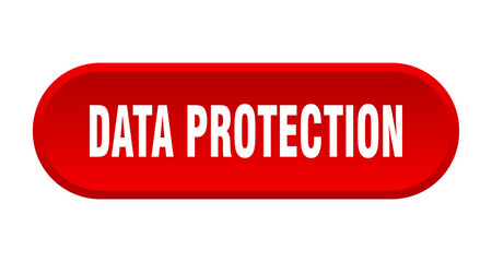 data protection button. rounded sign on white background