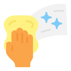 Obraz premium Sensitive surfaces cleaning towel concept, Shiny Microfiber Cloth Napkin for cleaning screens and lenses Vector Color Icon Design, Decon Wash Kit equipment on white background, 