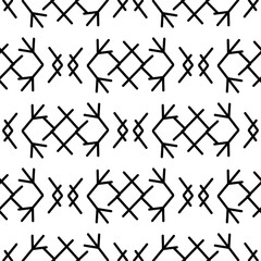 
Peerless seamless pattern of abstract black calligraphic curls, ornaments on a white background. Vintage prints in flat style. Stock vector illustration for decoration and design, fabric.