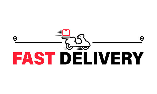 Fast delivery icon. Scooter transportation. Location signs. Vector on isolated white background. EPS 10