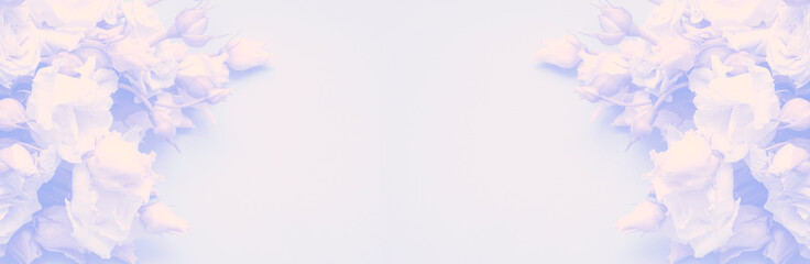 Business card banner with floral ornaments in soft colors.