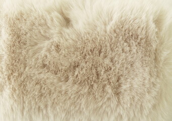 Beige long fibre soft fur texture. background full frame. copy space
