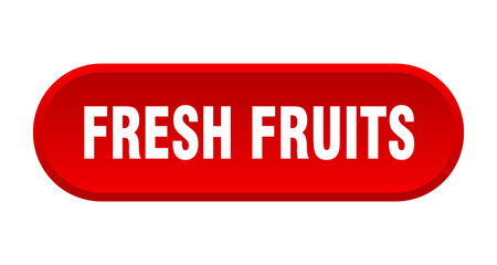 fresh fruits button. rounded sign on white background