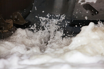 Gold separation and modern slag processing machine. Washing for gold refinery. Low depth of field.