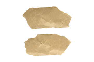 Recycled paper craft stick on a white background. Brown paper torn or ripped pieces of paper isolated on white background with clipping path.