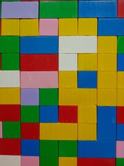 Children's wall made of colorful squares
