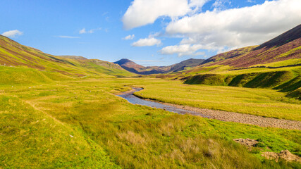 Beautiful river view at Spittal of Glenshee in the Highlands of Scotland