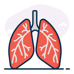 
Respiratory system icon in modern flat style 
