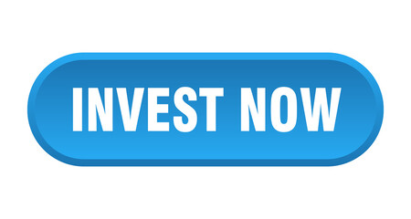 invest now button. rounded sign on white background