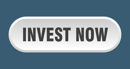 invest now button. rounded sign on white background